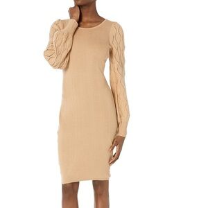 Gabby Skye Women's Puff Sleeve Sweater Dress, Camel Medium Camel